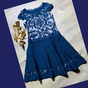 Tadashi Shoji dress navy lace ladies size 8